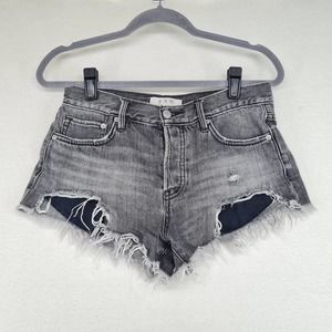 We the Free Gray Denim Distressed Shorts Size 25